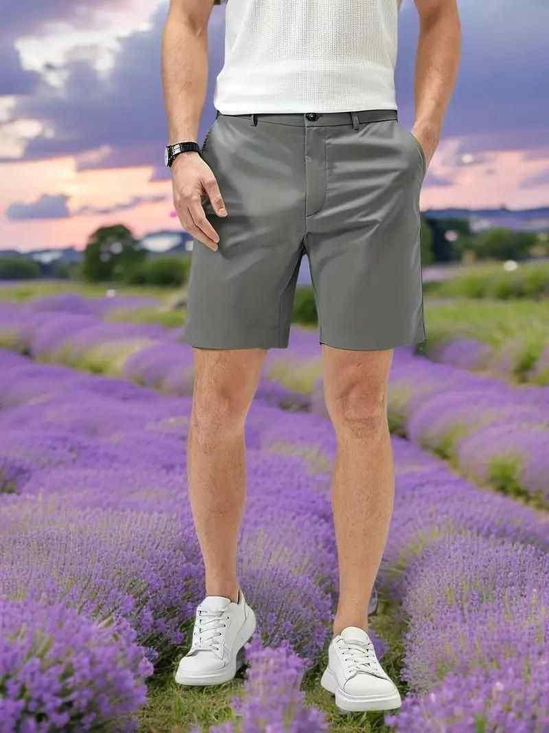 Men's Sleek Solid Light Grey Casual Shorts